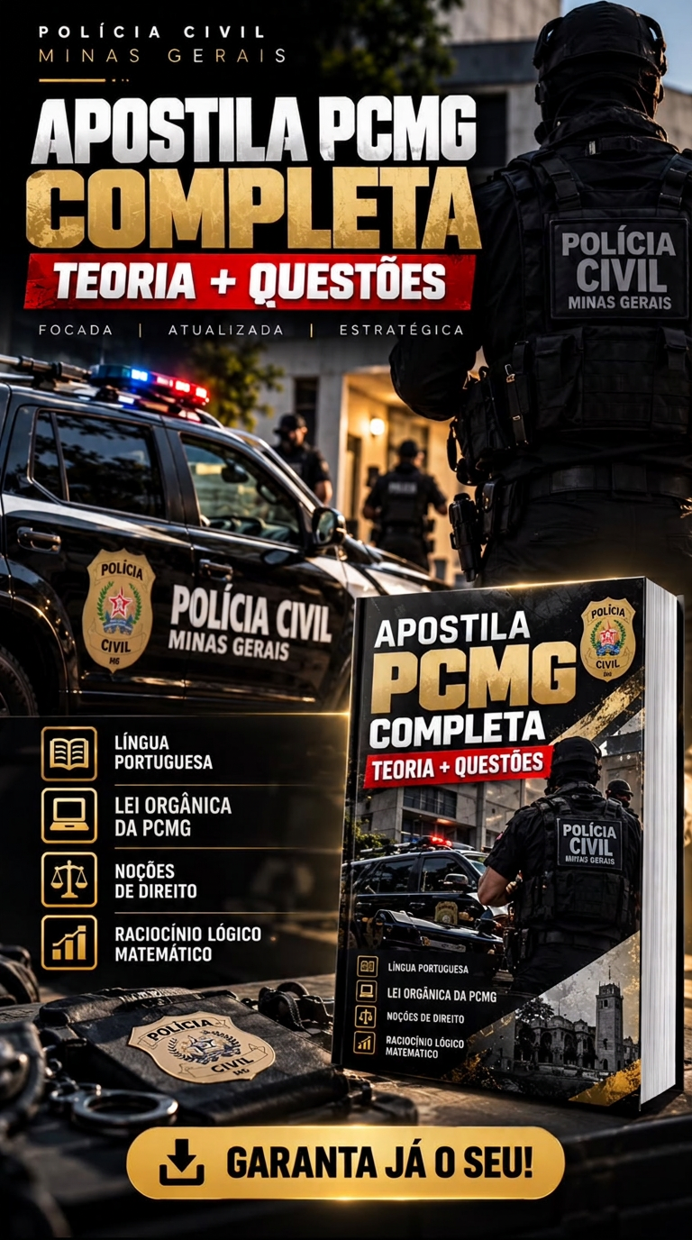 Apostila PCMG completa em PDF com teoria e questões para preparação policial